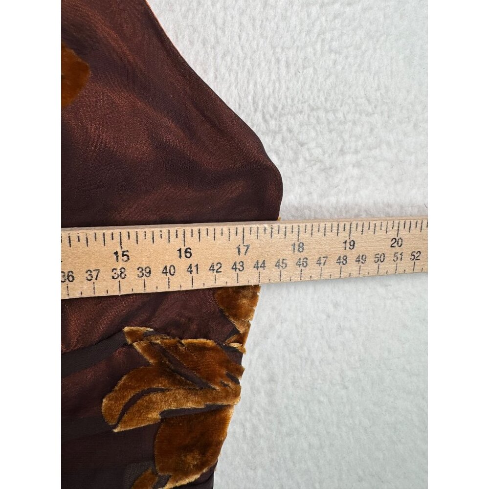 VTG Signature By Robbie Bee brown Floral Halter Dress 12 Silk Blend whimsy goth‎ - Picture 5 of 10